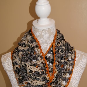 Infinity Scarf, Neckwarmer, Earthy Colors, Open Weave One-Piece Scarf