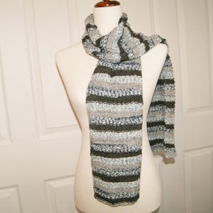 Hand Knit Striped Merino Wool Scarf: Extra Long Neck Warmer