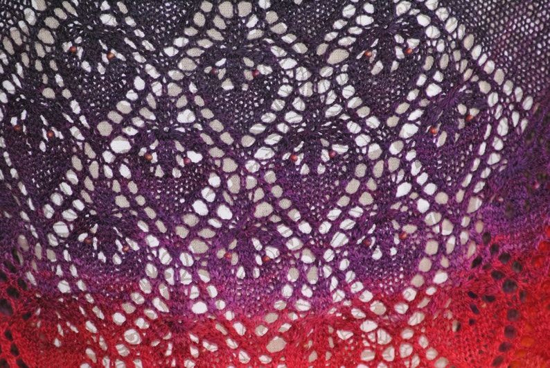 Hand Knit Delicate Lace Shawl With Beads Whirlwind Romance Etsy