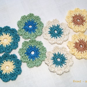 Appliques Flower Crochet, 12 Embellishments Scrapbooking, Handmade Thread Floral Accessory, Cardmaking Supply