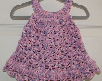 Hand Crocheted Baby Girl Dress: Pastel Sundress, Size 0-6 Months