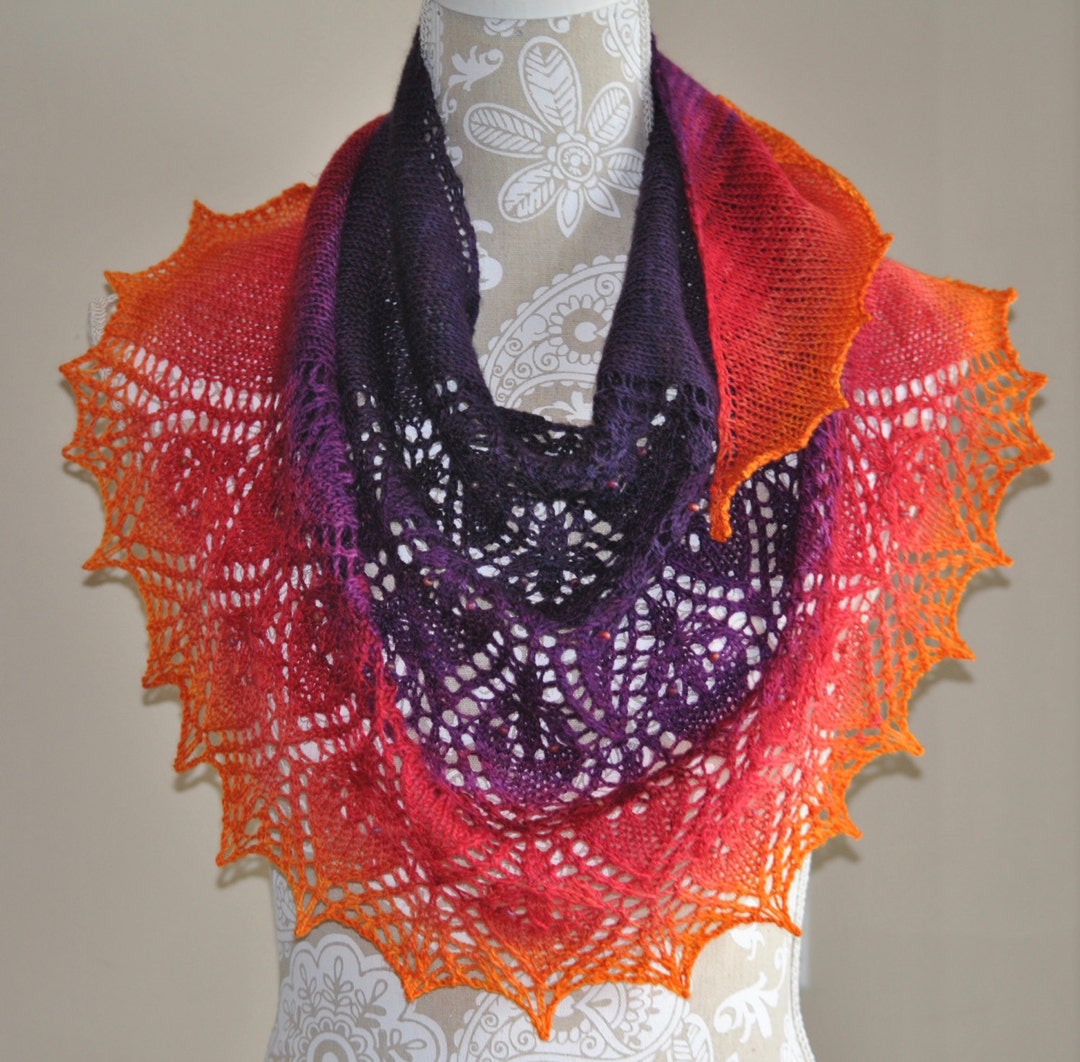 Hand Knit Delicate Lace Shawl With Beads Whirlwind Romance Etsy