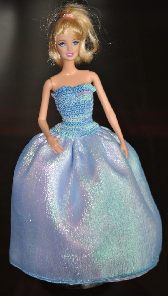 CURVY BARBIE DOLL CLOTHES SHINY LAVENDER COLORED SATIN FLOOR LENGTH DRESS