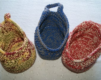 Handmade Crochet Hanging Basket: Small Cotton Plant Holder