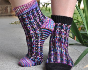 Knitted Zipper Socks Pattern: Stranded Colorwork (PDF)