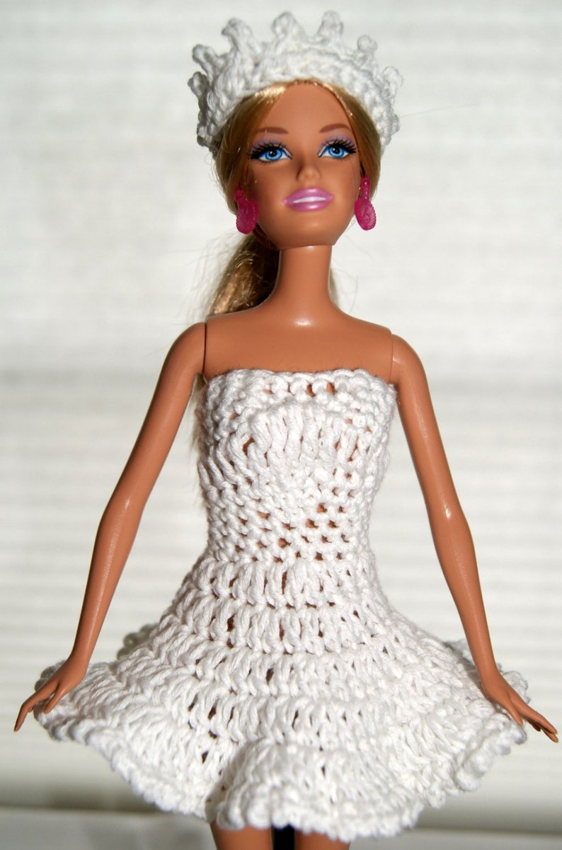 White Ballerina Barbie Outfit Ice Skating Doll Costume 12 Etsy