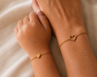 Conjunto de pulseras para madre e hija, pulseras de corazón a juego para mamá e hija, joyería ajustable de acero inoxidable, oro o plata, 1-4 piezas