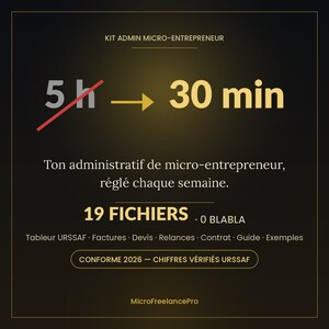 Kit para autónomos/microempresarios 2026 | URSSAF: Hoja de cálculo, facturas, presupuestos, Excel | Paquete administrativo de contabilidad para autónomos