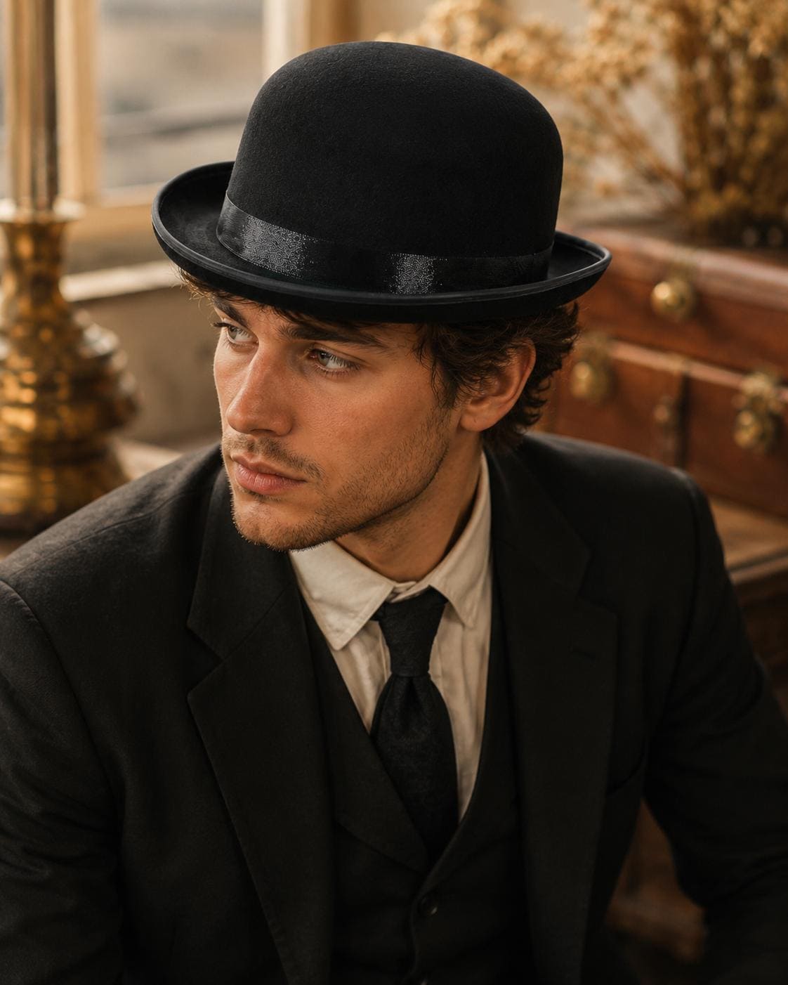 Black Bowler Hat for Men & Women - Classic Derby Hat
