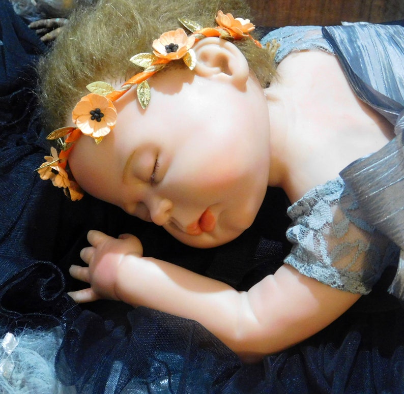 Orange Floral Crown Tieback Orange Flower Crown Baby Girl Crown Baby Photo Props