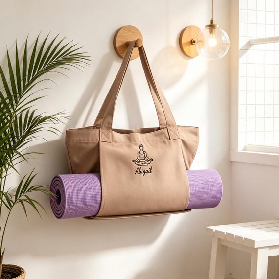 Personalized Yoga Mat Bag, Custom Embroidery Name Pilates bag, Yoga Lover Gift