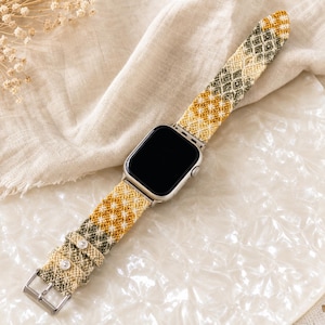 Handmade Woven Macrame Smartwatch Band, Boho Wax Cord Watch Strap, Adjustable Replacement Band