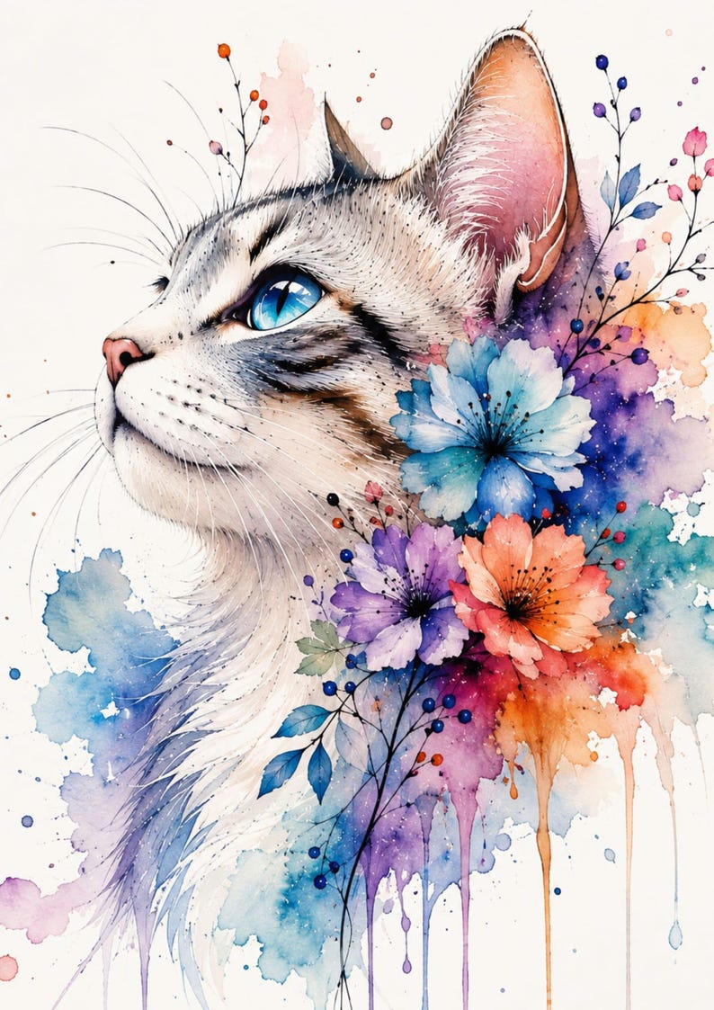 Watercolor Botanical Cats 10 Poster Set Printable Wall Art Floral watercolor-botanical-cats-10-poster-set-printable-wall-art-floral