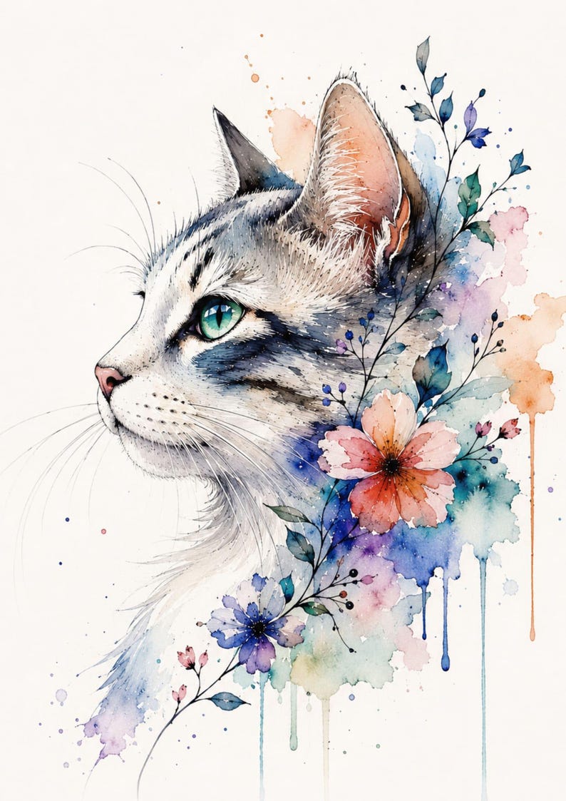 Watercolor Botanical Cats 10 Poster Set Printable Wall Art Floral watercolor-botanical-cats-10-poster-set-printable-wall-art-floral