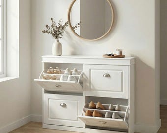 4-Door Shoe Rack – 8 Shelves, Shoe Storage Cabinet, Home Furniture