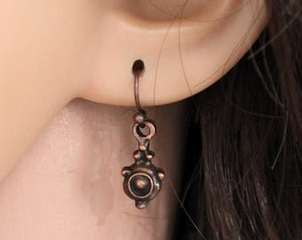 Tiny Dainty Copper Drops With Ear Wires