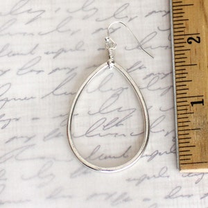 Silver Teardrop Earrings, Large Size, Ear Wires Or Shell Lever Backs