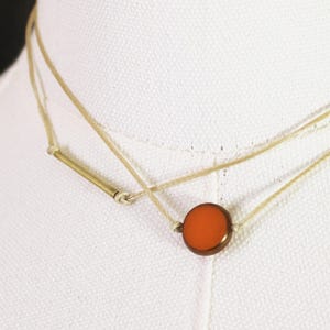 Orange Dot Double Cord Choker, Boho Two Strand Choker, Short Necklace,Beaded Double Choker, String Choker, Layering Necklace,Simple Necklace