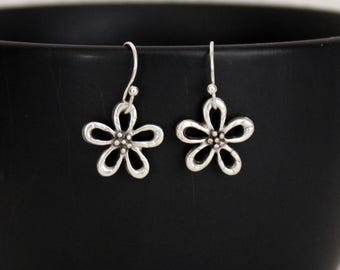 Little Flower Earrings: Silver Daisies With Sterling Silver Or Stainless Steel Ear Wires.