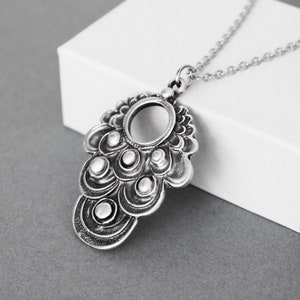Silver Filigree Pendant Necklace: Stainless Steel Cable Or Satellite Chain
