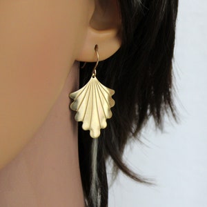 Fluted Art Deco Style Drop Earrings
