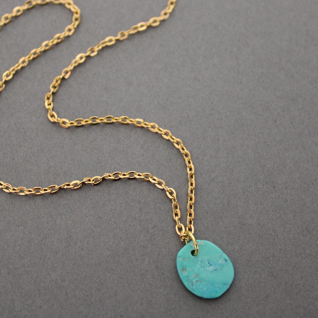 Cut Turquoise Disc Turquoise Necklace: Hand Cut Disc With 18k GP Chain - Etsy