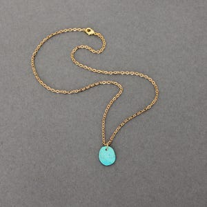 Cut Turquoise Disc Turquoise Necklace: Hand Cut Disc With 18k GP Chain - Etsy
