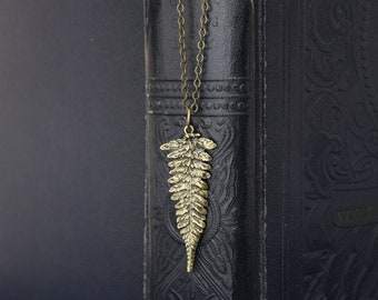 Fern Necklace In Antique Brass