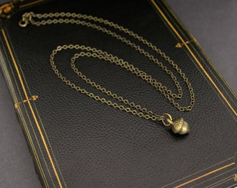 Itty Bitty Acorn Necklace In Antiqued Brass