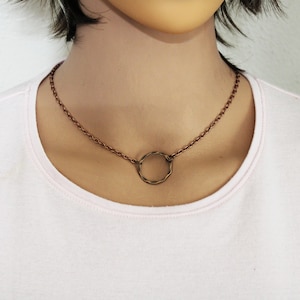 Rustic Antique Copper Circle Layering Necklace, Copper Jewelry Gift For Her , Solid Wavy Round Ring