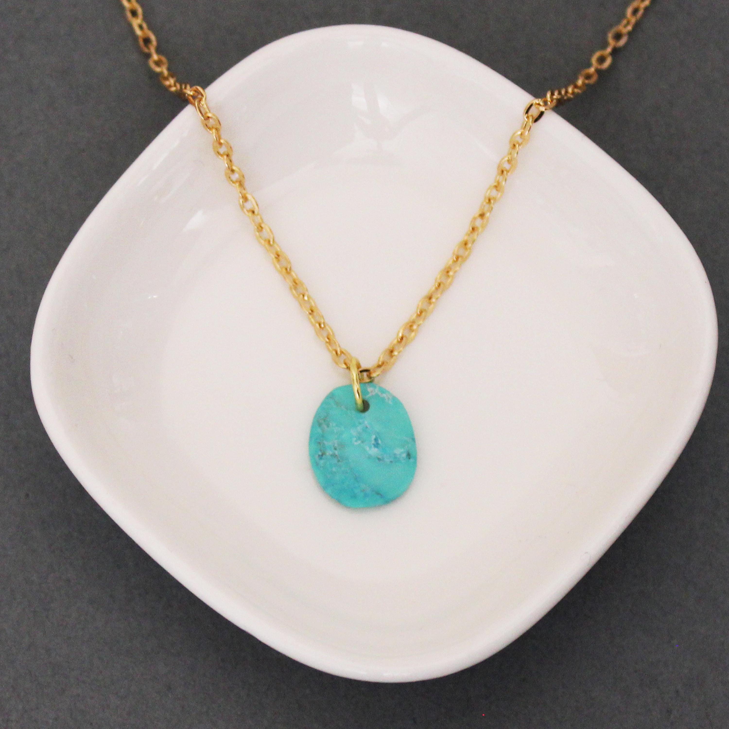 Cut Turquoise Disc Turquoise Necklace: Hand Cut Disc With 18k GP Chain - Etsy