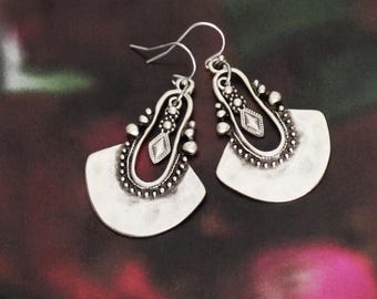 Boho Dangle Earrings:  2 Inches Long, Sterling Ear Wires, Ethnic Big Dangly Statement Jewelry