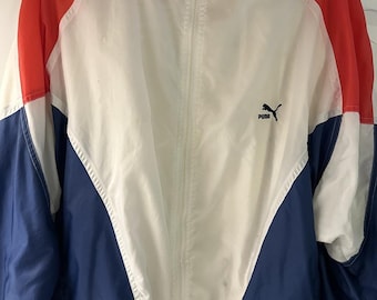 Vintage 90s Puma Windbreaker Jacket Large L Colorblock Full Zip Windbreaker
