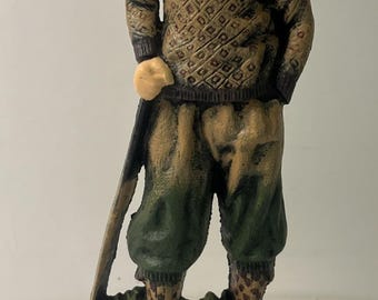 Vintage Cast Iron Golfer Doorstop Figure - Hand Painted Goldf Sports Man Decor