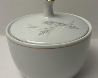 Noritake China Windrift 6117 Covered Sugar Bowl w/ Lid Platinum Trim Japan MCM