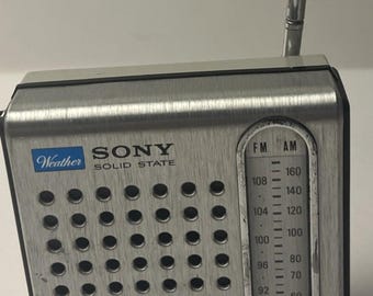 Vintage Sony TFM-3950W AM/FM Weather Portable Transistor Radio w/Headphone Jack