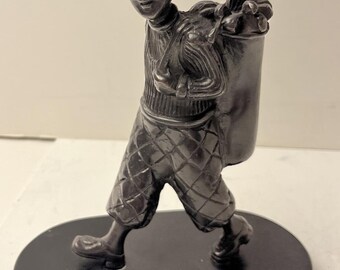 Vintage Bronze Golf Caddy Boy Figurine Statue 7.5 Inches