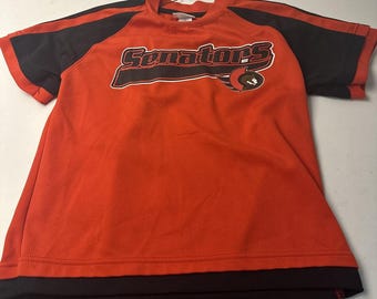 Ottawa Senators MightyMac Youth Mesh Hockey T-Shirt Size 7/8 Red Black NHL