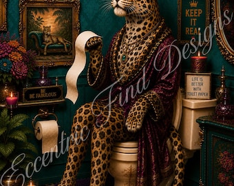 Lámina decorativa en PDF con diseño de leopardo en el trono.