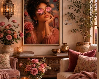 Through Rose-Colored Glasses-Latin Woman | PHYSICAL PRINT | Dreamy Pink Wall Art | Feminine Decor | Surreal Wall Art
