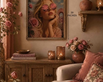 Through Rose-Colored Glasses-Blonde Woman | PHYSICAL PRINT | Dreamy Pink Wall Art | Feminine Decor | Surreal Wall Art