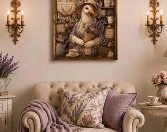 Vintage Hen Florist Poster Matte Vertical Poster | Country Cottage Poultry Art