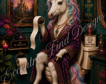 Lámina decorativa en PDF con diseño de unicornio en el trono.