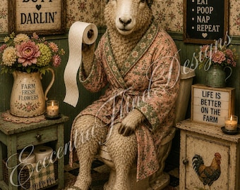 Lámina decorativa para baño con diseño de granja de ovejas (PDF)