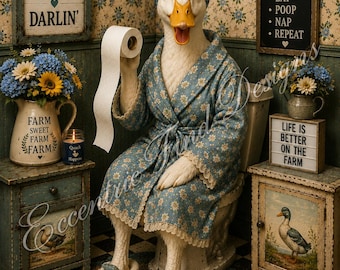 Lámina decorativa para baño estilo granja de patos (PDF)
