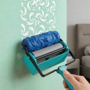 Rolo de pintura com textura em relevo para decoração de paredes - Ferramenta para pintura texturizada de interiores.
