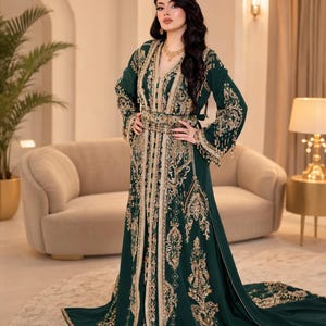 emerald green and gold dress for wedding guest Women's Maxi Dress A Line Dress Velvet Elegant Party Wedding Guest Floral Leaf Half Sleeve V Neck Emerald Green Spring Fall Winter 2026