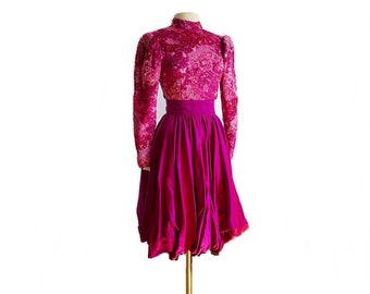 Vintage 80s fuchsia satin bubble party dress by Cyreld