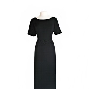 Vintage 90s black dress/ LBD/ bead & embroidery accents/ NWT/ Worthington by JC Penney/ Large