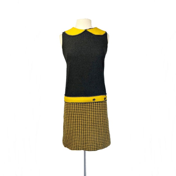 Yellow Gray Dress Etsy